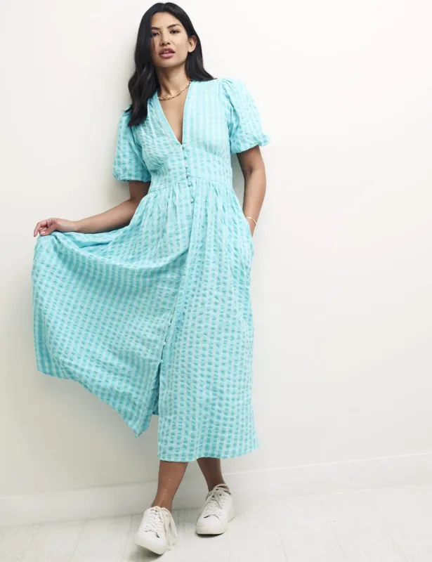 Blue Gingham Check Starlight Midaxi Dress sold by Nobody's Child