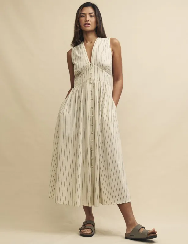 Fearne Cotton Cream Stripe Sleeveless Starlight Midi Dress sold by Nobody's Child