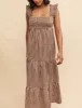 Brown Gingham Check Maya Smock Midi Dress sold by Nobody's Child