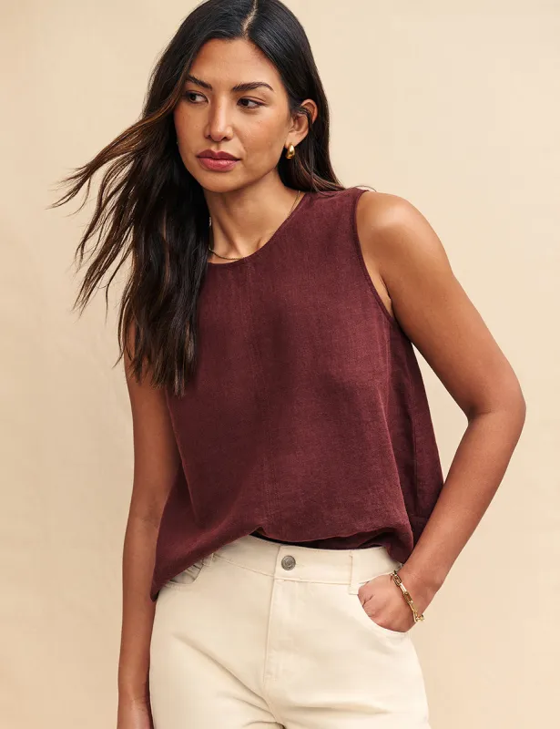 Plum Linen-blend Sleeveless Top sold by Nobody's Child