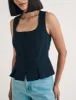 Black Scoop Neck Pleat Detail Waistcoat sold by Nobody's Child