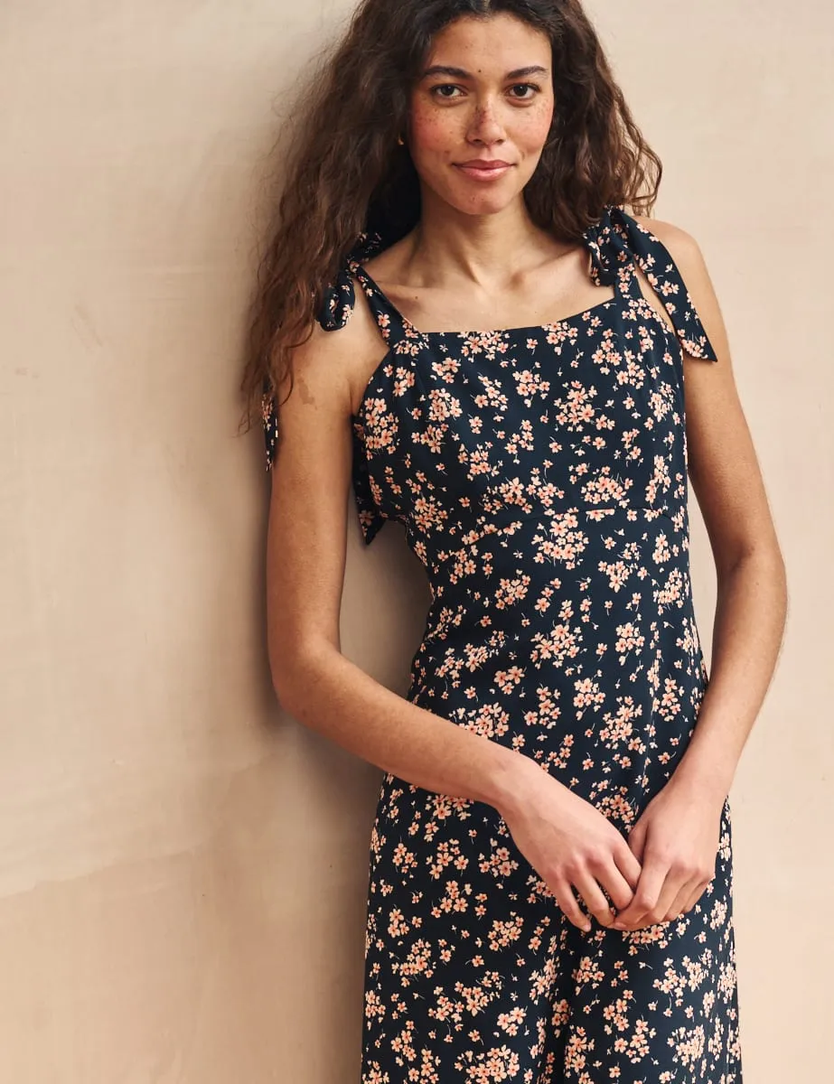 Black Floral Tie Shoulder Lara Midi Dress sold by Nobody's Child product image thumbnail 2