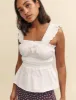 White Ruffle Trim Pleated Top sold by Nobody's Child