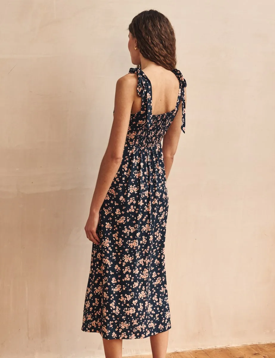Black Floral Tie Shoulder Lara Midi Dress sold by Nobody's Child product image thumbnail 4