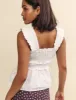 White Ruffle Trim Pleated Top sold by Nobody's Child