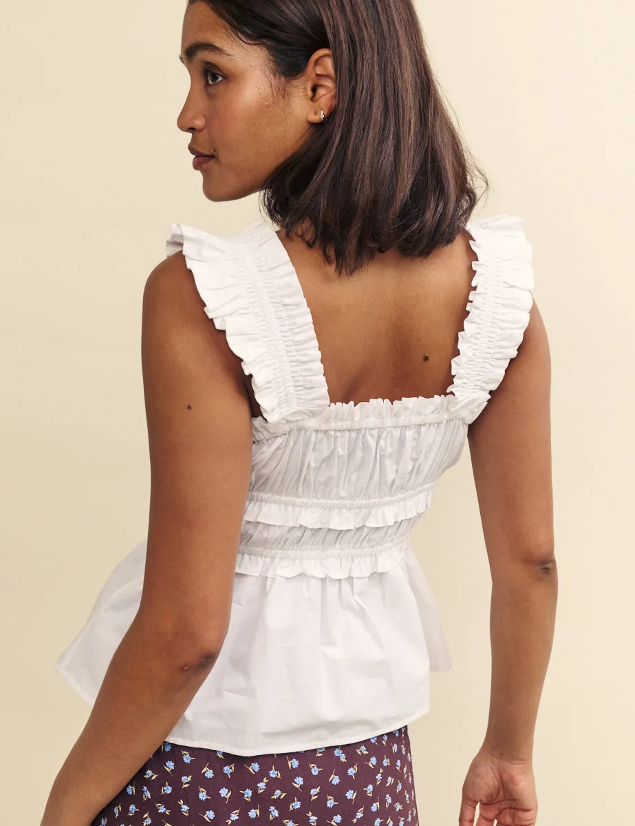 White Ruffle Trim Pleated Top sold by Nobody's Child product image thumbnail 4
