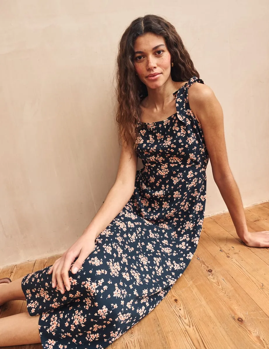 Black Floral Tie Shoulder Lara Midi Dress sold by Nobody's Child product image thumbnail 3
