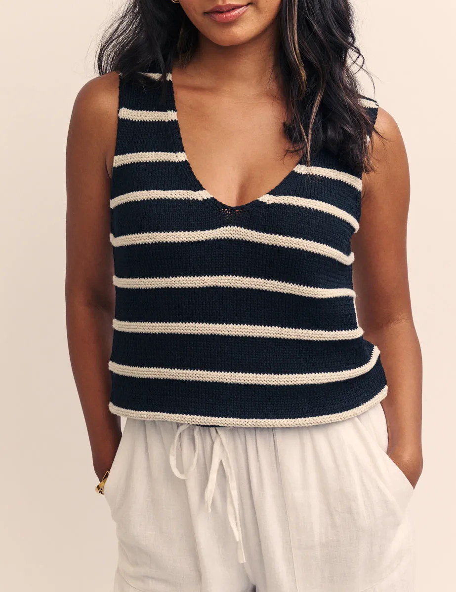 Black Striped Knitted Vest sold by Nobody's Child