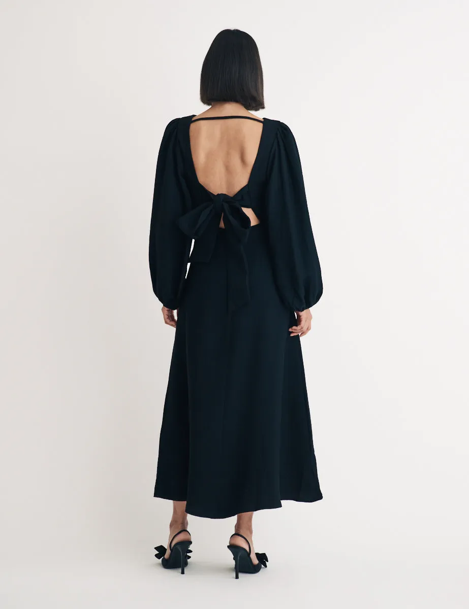 Black Balloon Sleeve Zola Midi Dress sold by Nobody's Child product image thumbnail 4