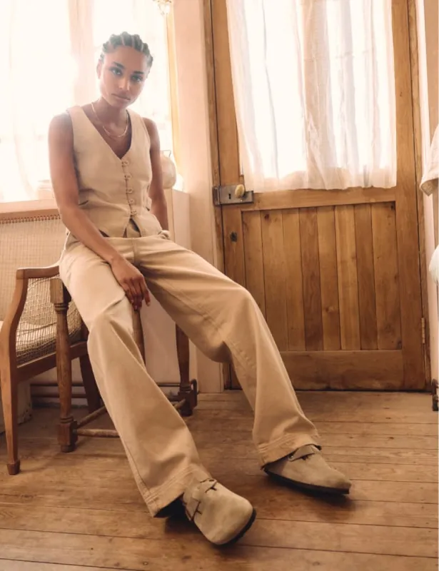 Beige Denim Mid Rise Carpenter Jeans made by Nobody's Child