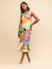 Multi Flower Printed Helena Midi Dress sold by Nobody's Child