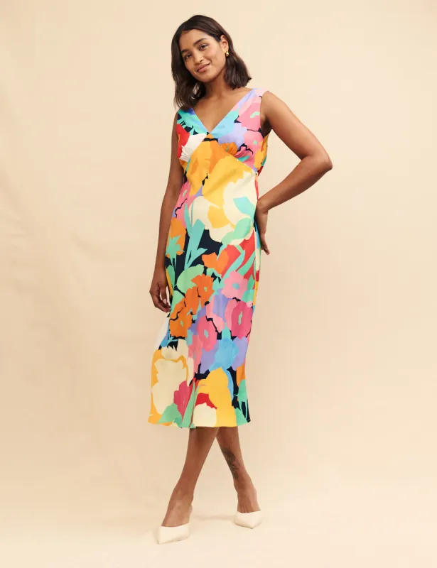 Multi Flower Printed Helena Midi Dress sold by Nobody's Child