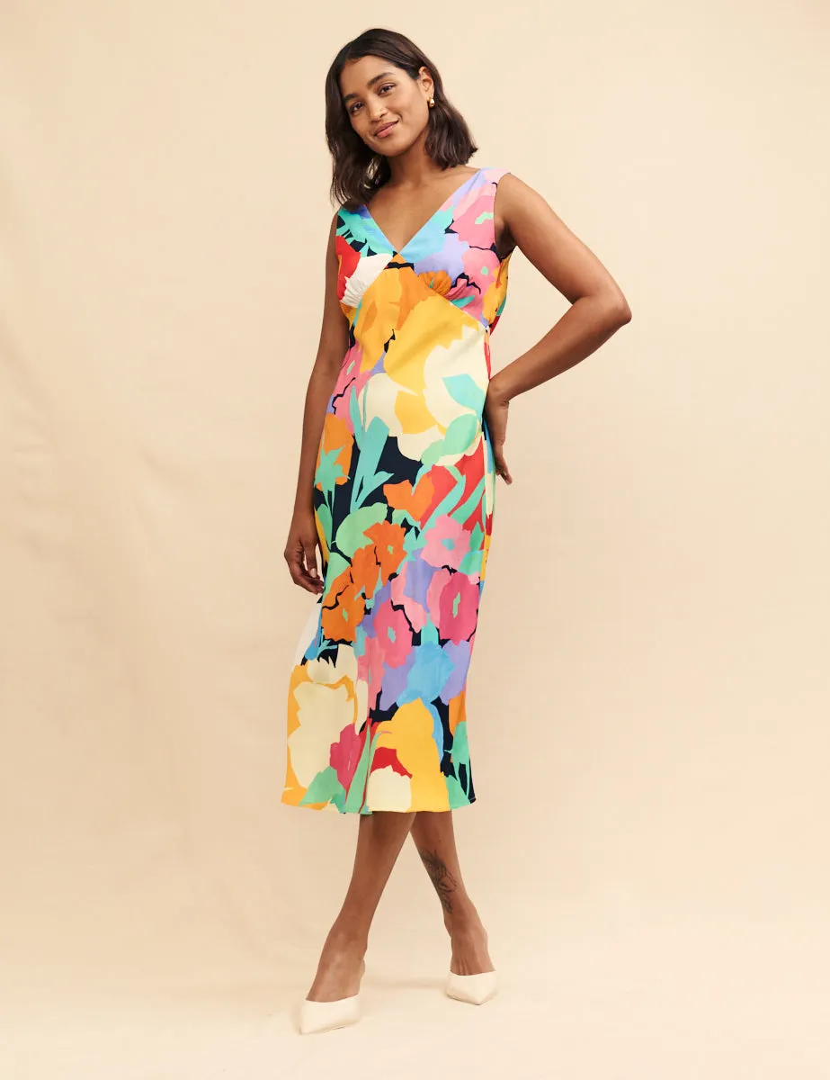 Multi Flower Printed Helena Midi Dress sold by Nobody's Child