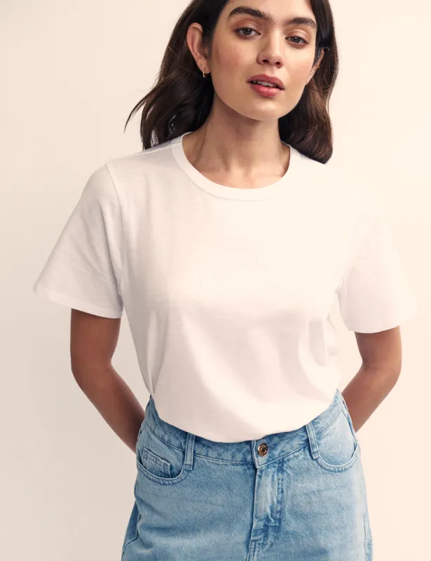 White Easy Fit Crew Neck T-Shirt sold by Nobody's Child