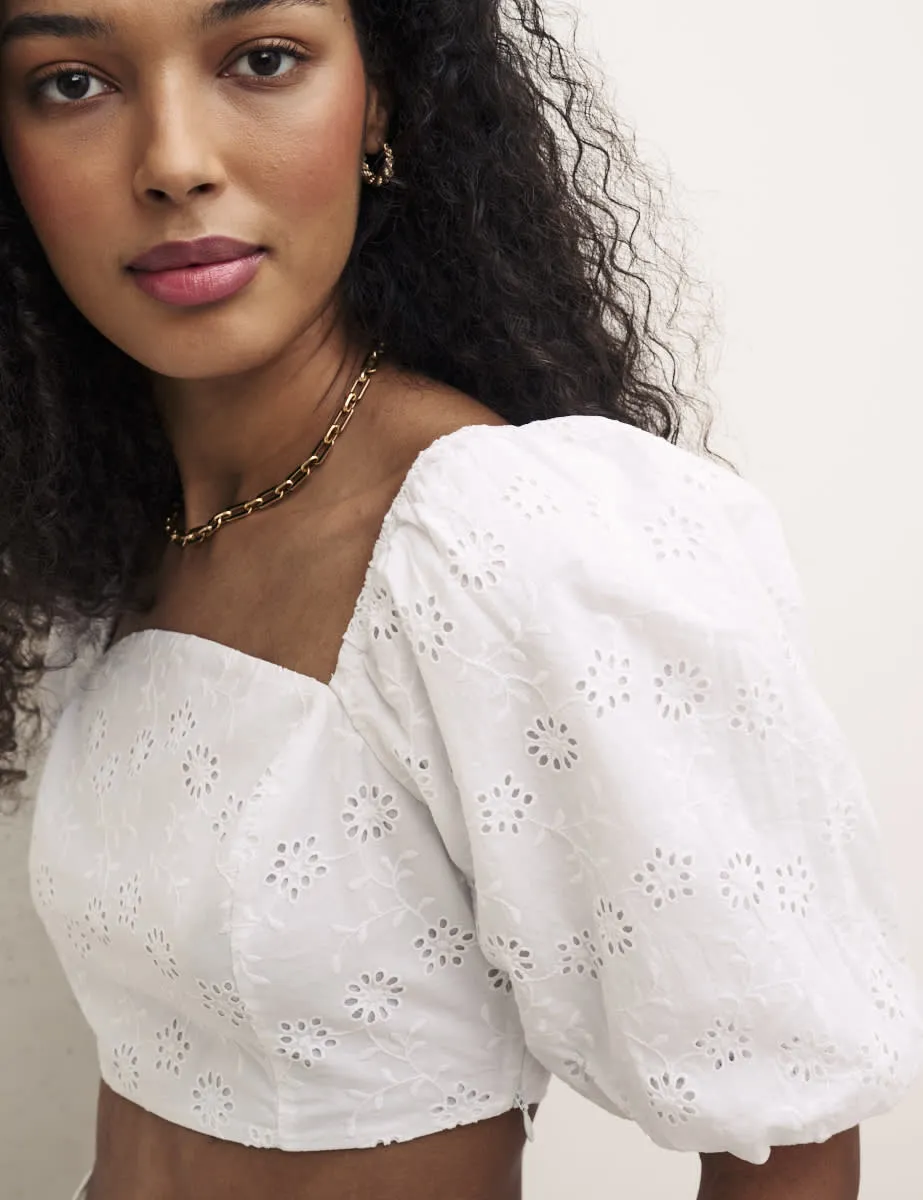 White Broderie Romie Top sold by Nobody's Child product image thumbnail 3