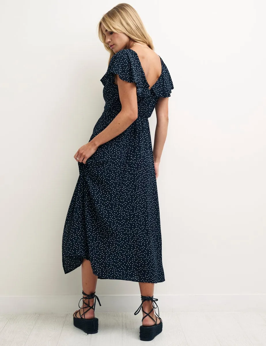 Black Spot V Neck Suki Midi Dress sold by Nobody's Child product image thumbnail 4