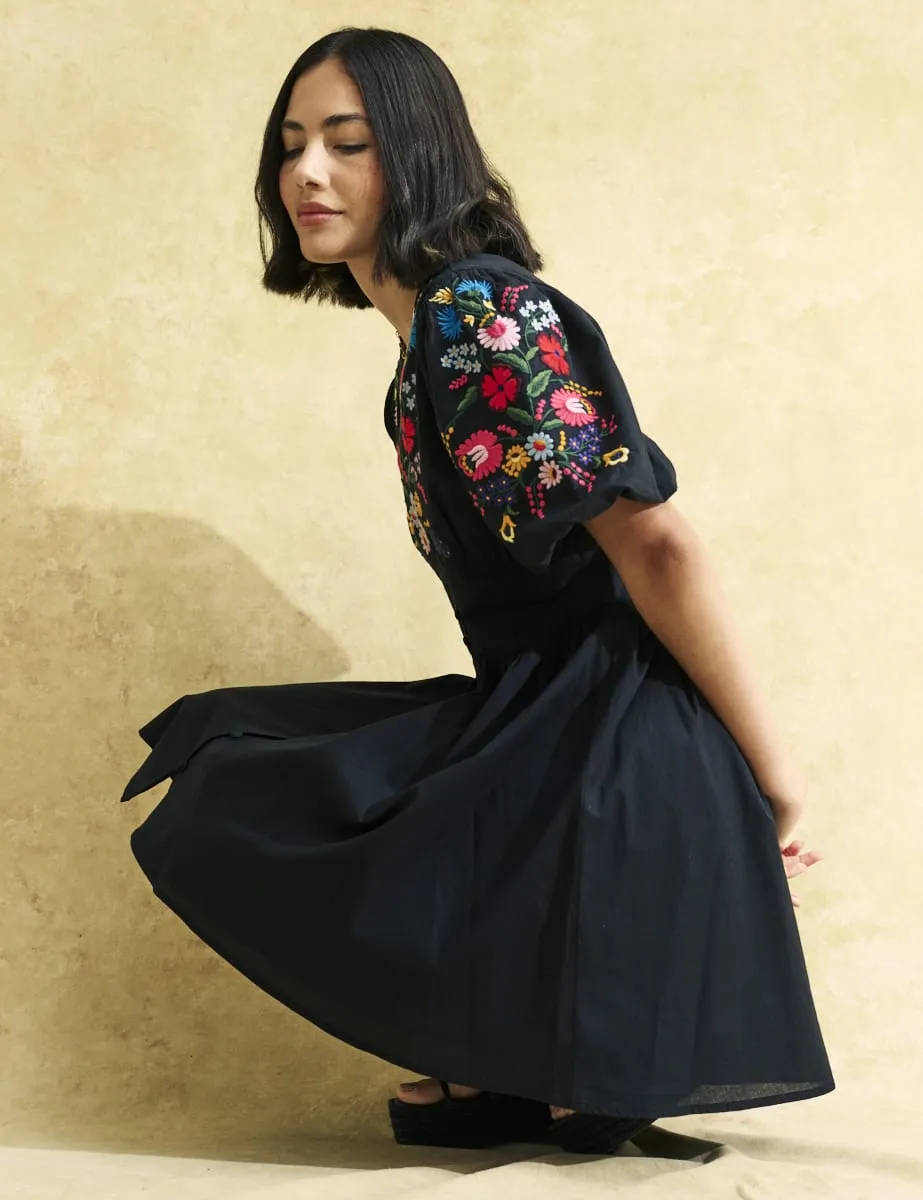 Black Starlight Embroidered Mini Dress sold by Nobody's Child product image thumbnail 2