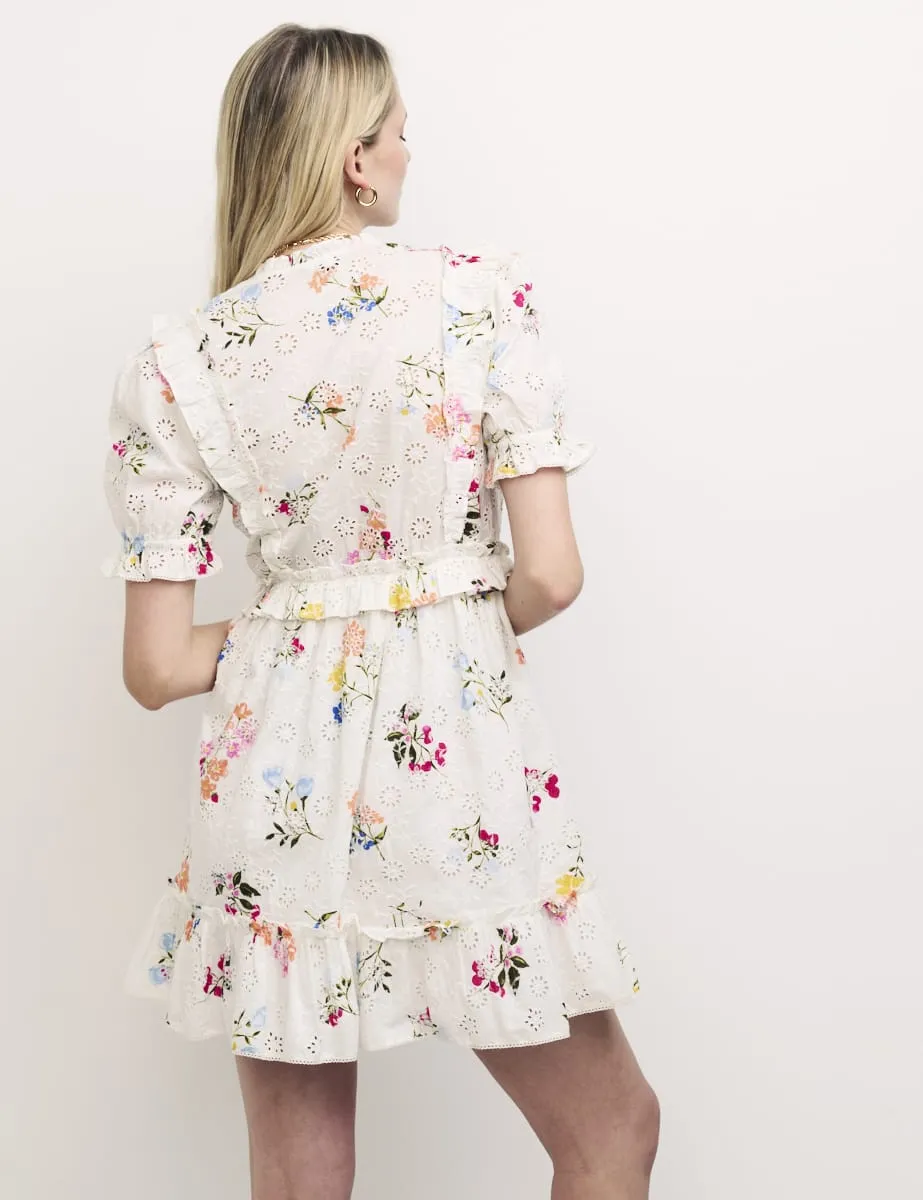 White Floral Broderie Anglaise Mini Dress sold by Nobody's Child product image thumbnail 3