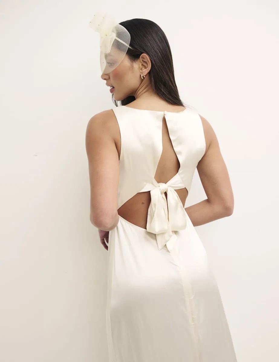 Ivory Satin Dora Midaxi Bridesmaid Dress sold by Nobody's Child product image thumbnail 4