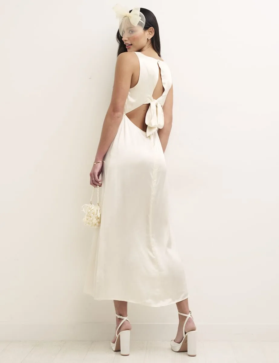 Ivory Satin Dora Midaxi Bridesmaid Dress sold by Nobody's Child product image thumbnail 5