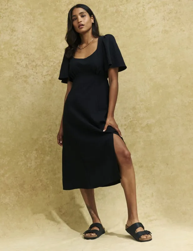 Black Crinkle Dee Dee Midi Dress sold by Nobody's Child