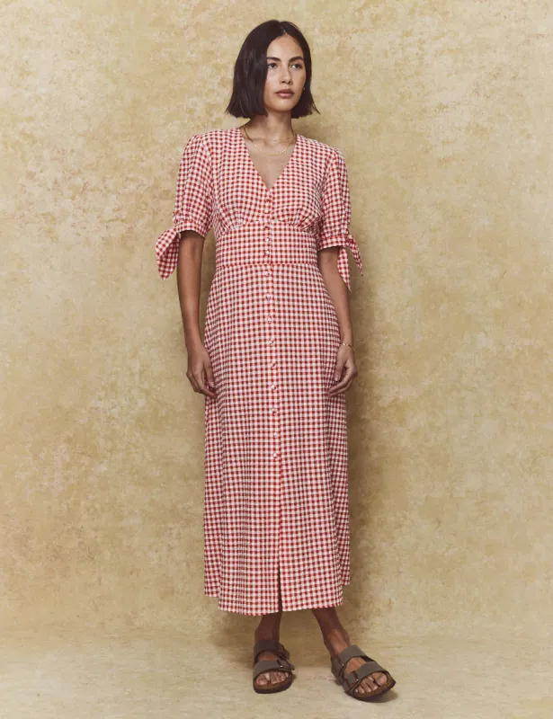 Red Gingham Check Alexis Midi Dress sold by Nobody's Child