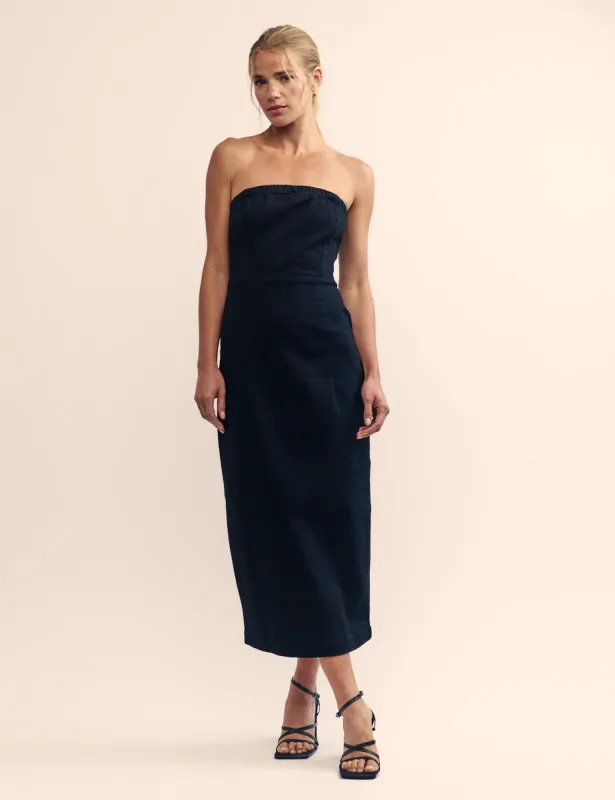 Black Bandeau Hampton Midi Dress sold by Nobody's Child