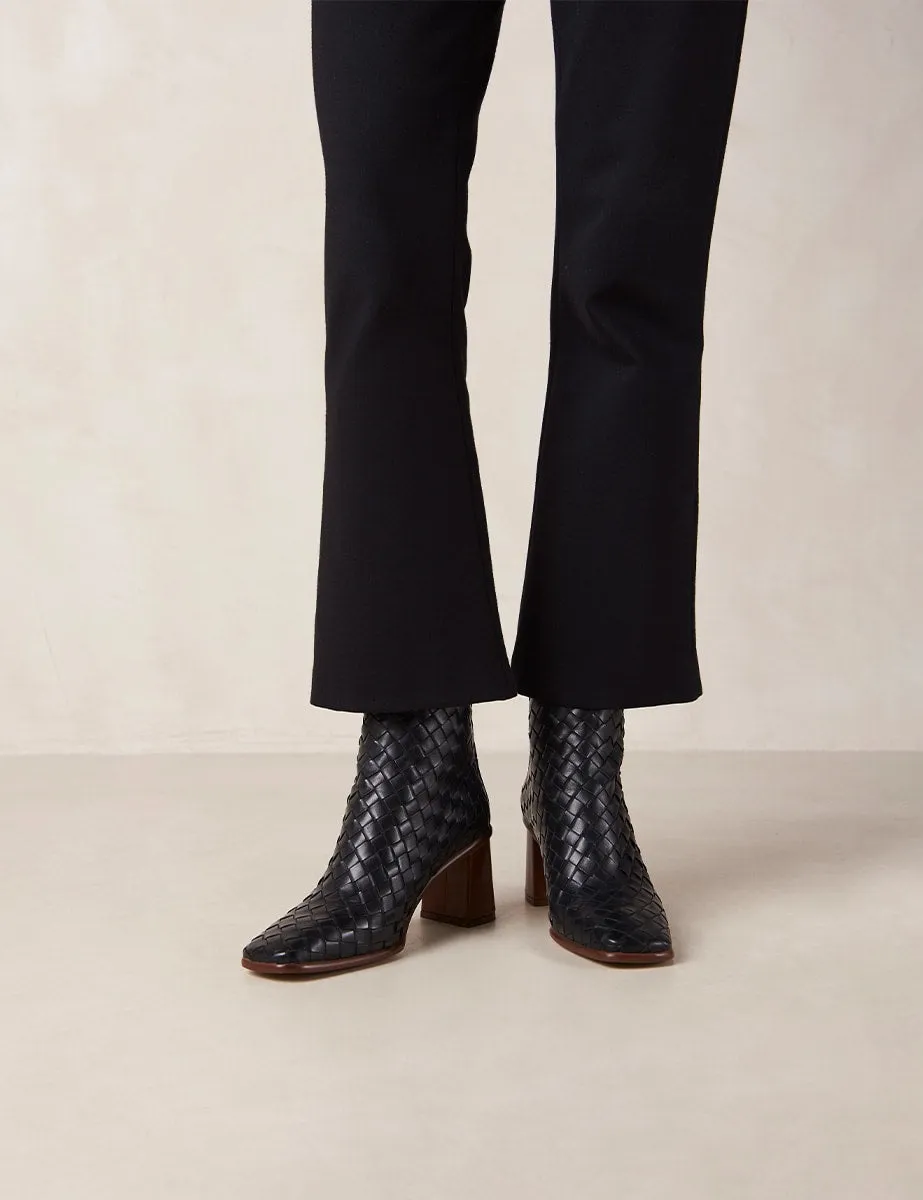 Alohas Black Braided Heeled Boots sold by Nobody's Child
