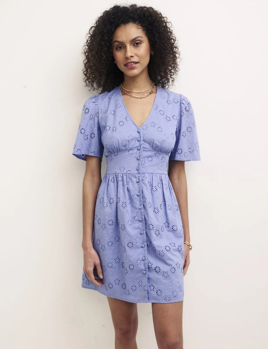 Petite Blue Broderie Mietta Mini Dress sold by Nobody's Child product image thumbnail 2