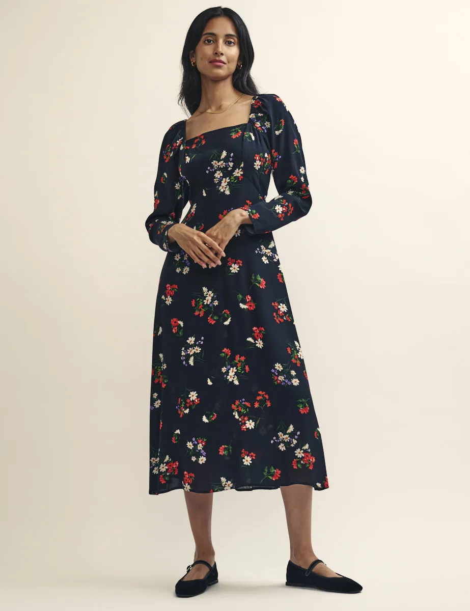 Black Wildflower Print Abby Midi Dress sold by Nobody's Child product image thumbnail 2