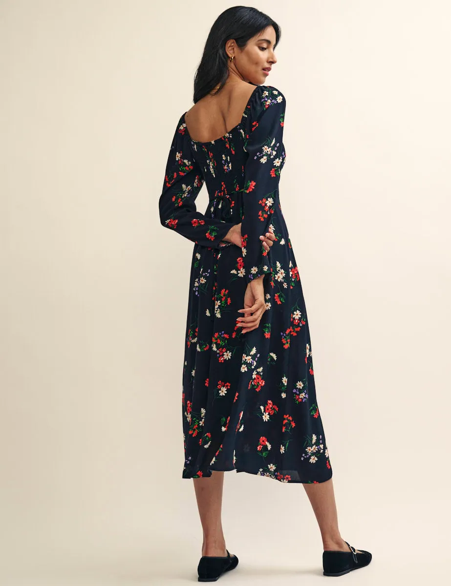 Black Wildflower Print Abby Midi Dress sold by Nobody's Child product image thumbnail 3