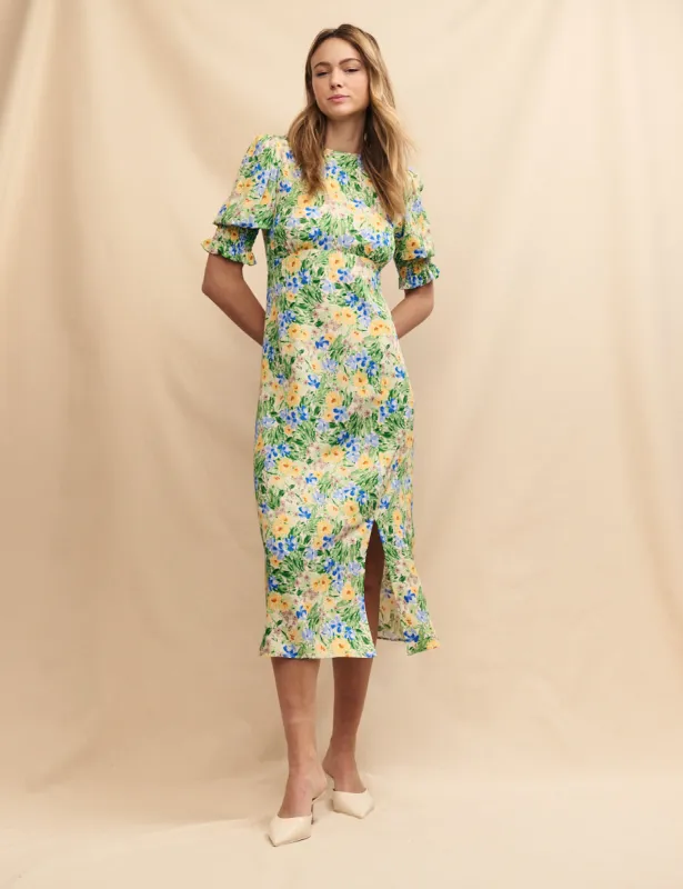 Green Floral Luna Midi Dress sold by Nobody's Child