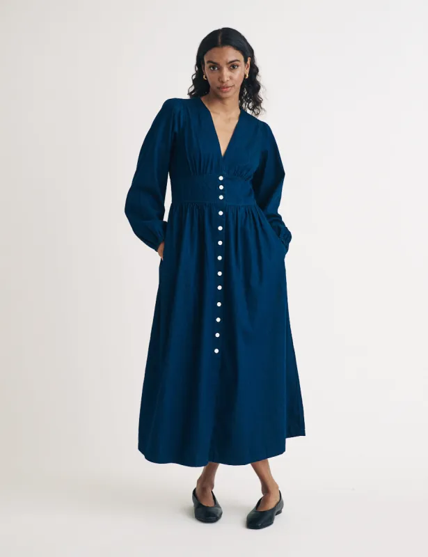 Dark Denim Long Sleeve Starlight Midi Dress sold by Nobody's Child