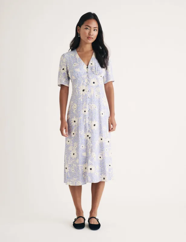Blue Floral Alexa Midi Dress sold by Nobody's Child
