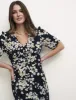 Black Floral Alexa Midi With Shirring Dress sold by Nobody's Child