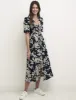 Black Floral Alexa Midi With Shirring Dress sold by Nobody's Child
