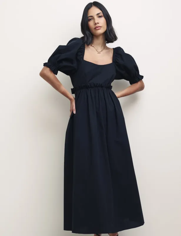 Black Puff Sleeve Ginger Midi Dress sold by Nobody's Child