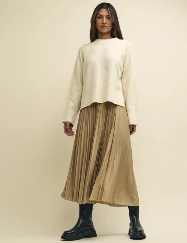 Beige Pleated Midaxi Skirt sold by Nobody's Child