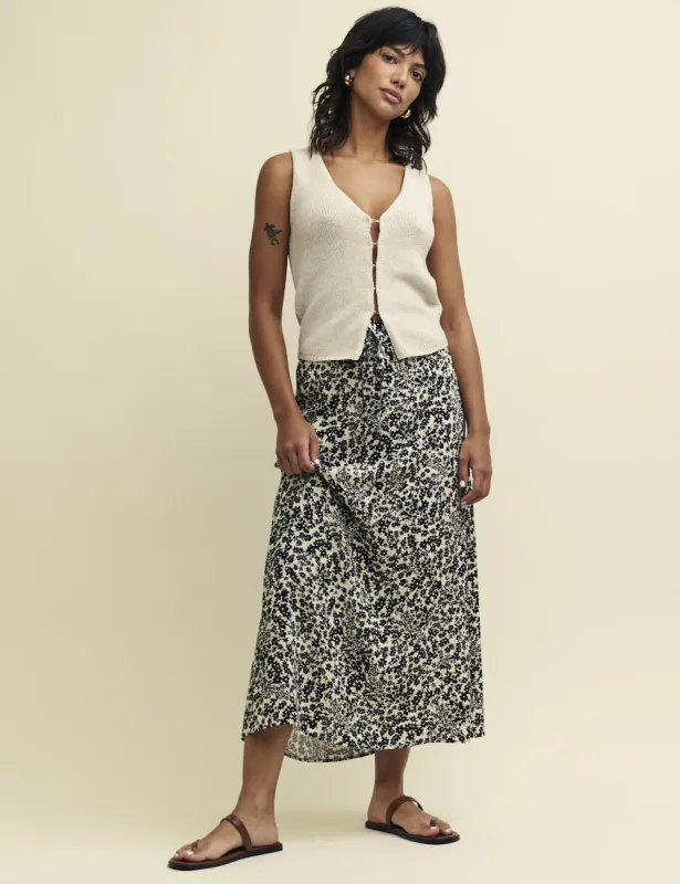 Petite Black Floral Drawstring Waist Midaxi Skirt sold by Nobody's Child