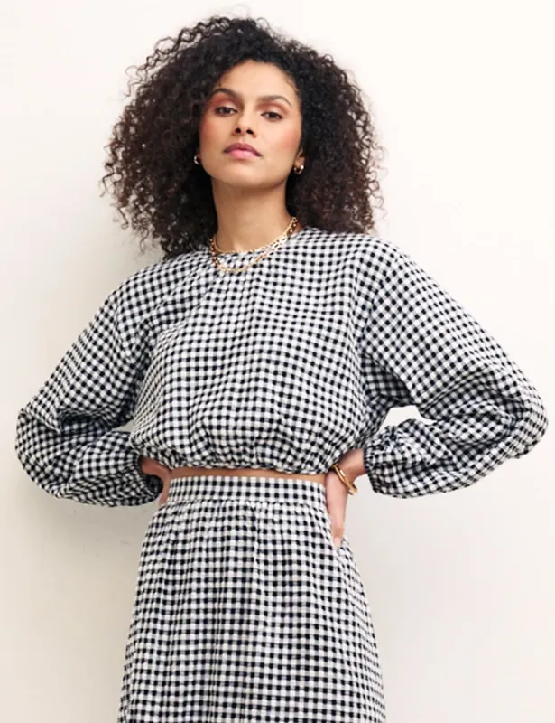 Black Gingham Bonnie Co-Ord Top sold by Nobody's Child