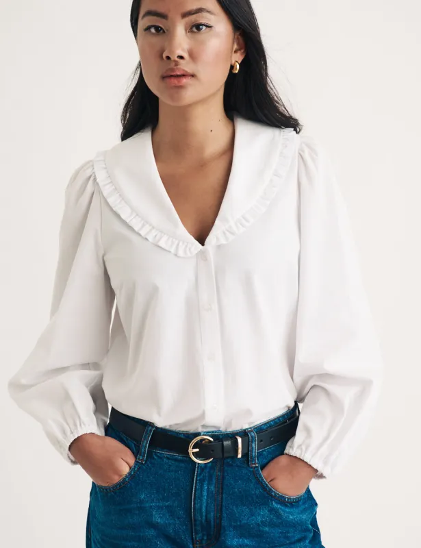 White Long Sleeve Emmie Blouse sold by Nobody's Child