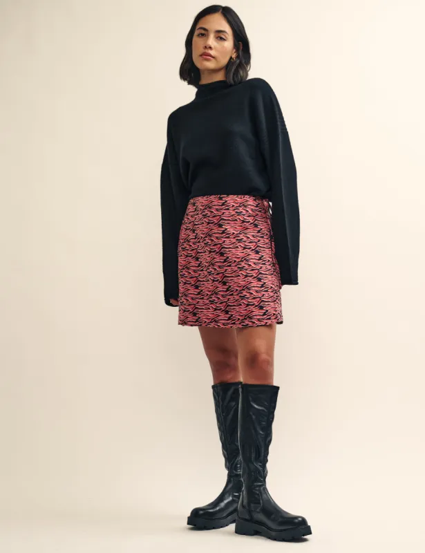 Pink Tiger Jaquard Wrap Mini Skirt sold by Nobody's Child
