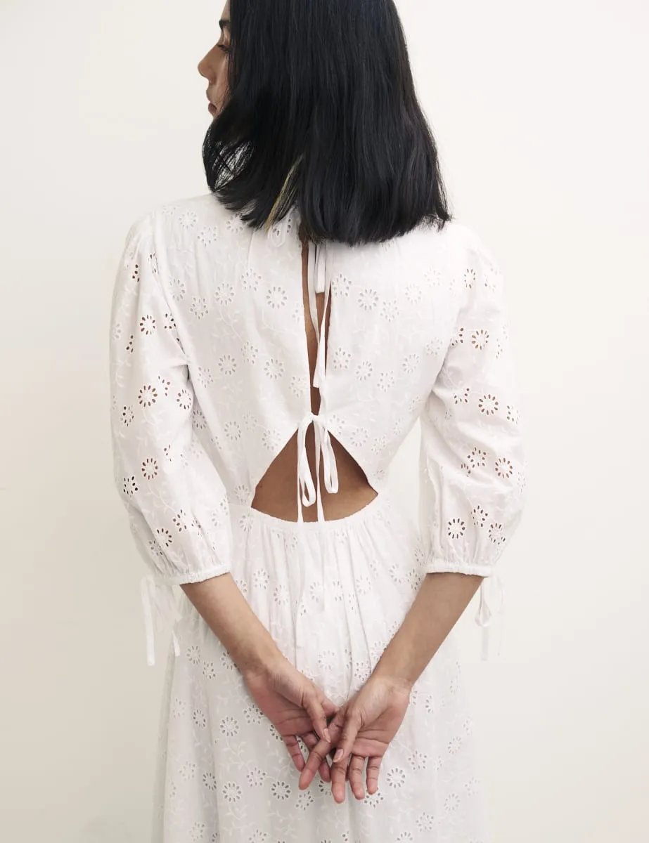 White Dominique Broderie Midi Dress sold by Nobody's Child product image thumbnail 4