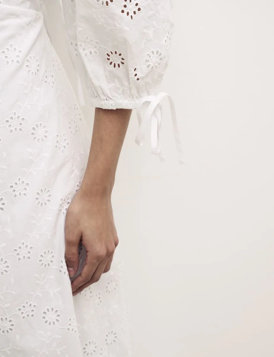 White Dominique Broderie Midi Dress sold by Nobody's Child product image thumbnail 2