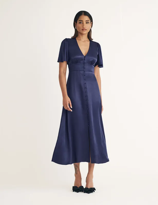 Navy Bridesmaid Erin Midi Dress sold by Nobody's Child