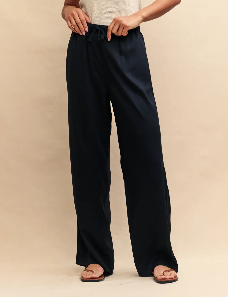 Black Wide Leg Elasticated Waist Trousers sold by Nobody's Child product image thumbnail 3