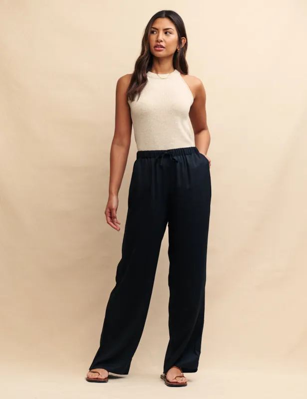 Black Wide Leg Elasticated Waist Trousers sold by Nobody's Child