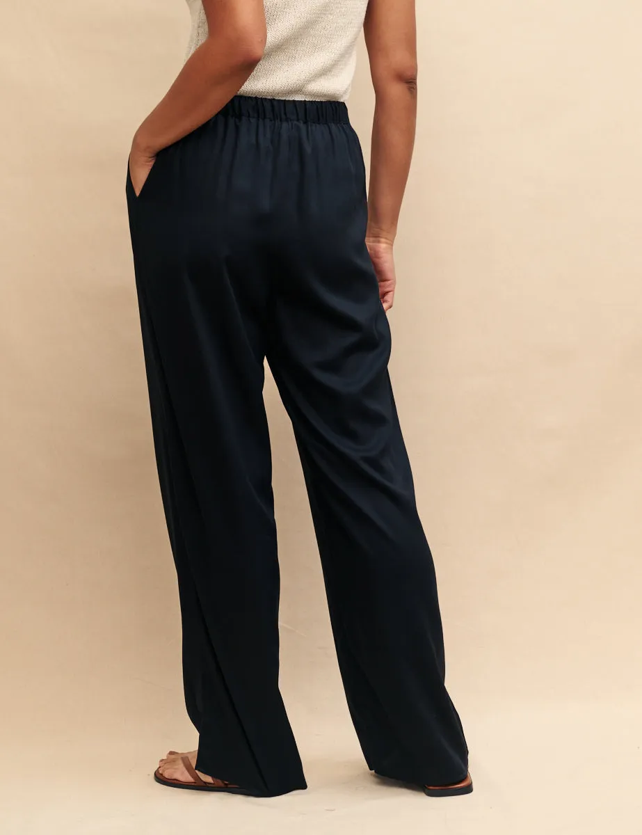 Black Wide Leg Elasticated Waist Trousers sold by Nobody's Child product image thumbnail 4