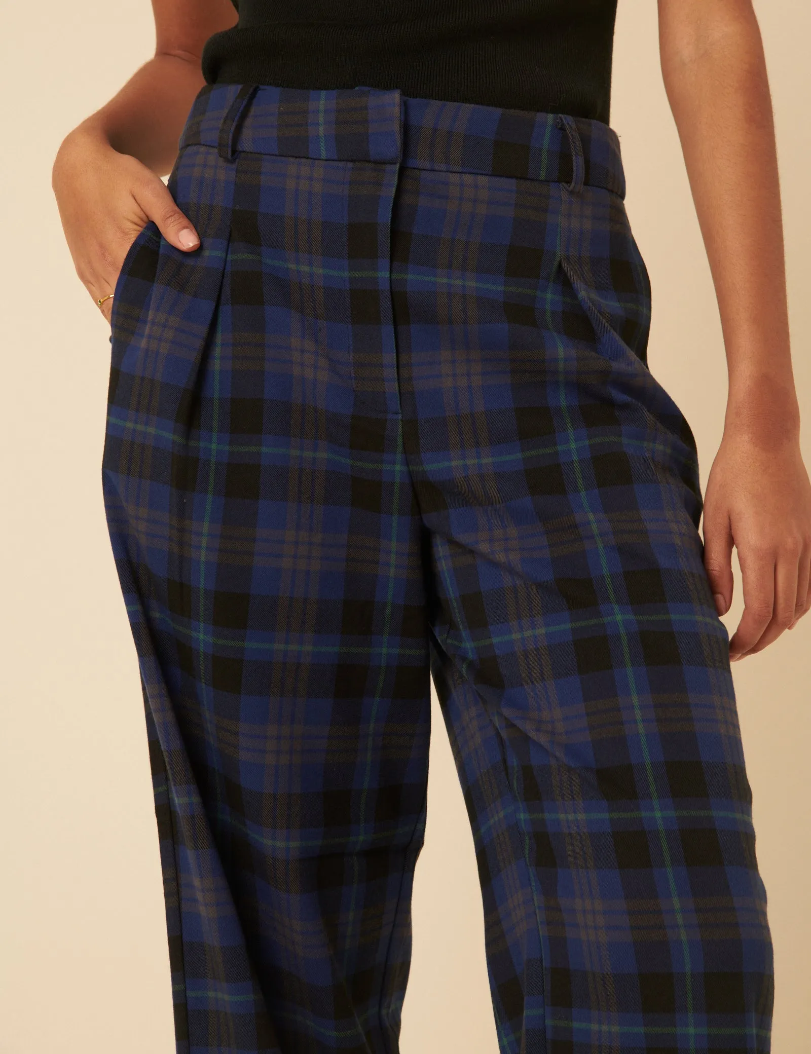 Navy Check Tailored Trousers sold by Nobody's Child product image thumbnail 3