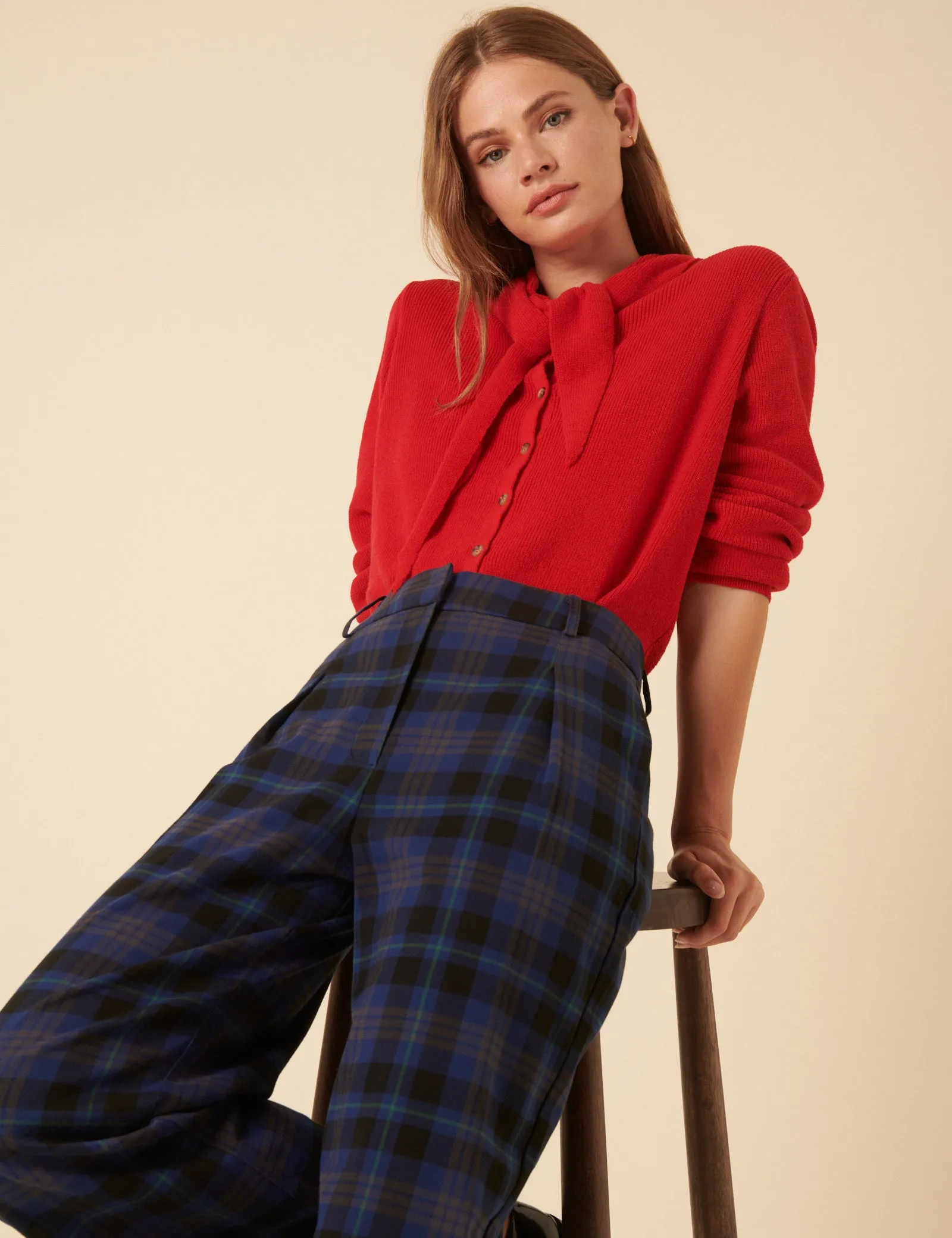 Navy Check Tailored Trousers sold by Nobody's Child product image thumbnail 4